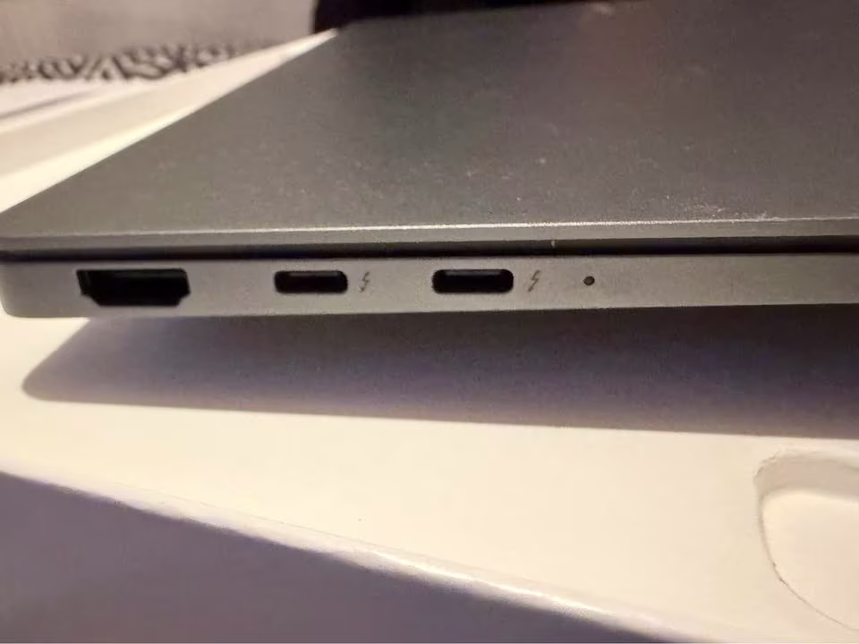 Samsung Galaxy Book6 Pro Ultra 7 laptop left side view showing HDMI port and dual Thunderbolt USB-C ports