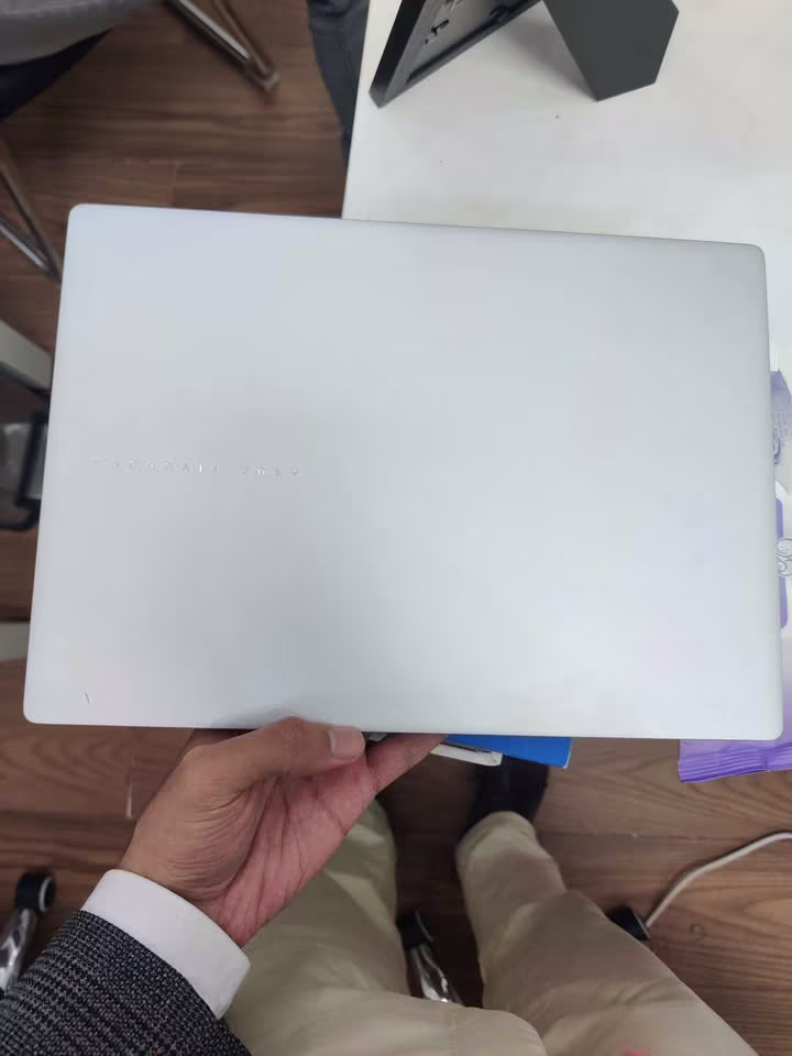 ASUS Vivobook S14 rear panel close view showing the laptop’s clean design and finish