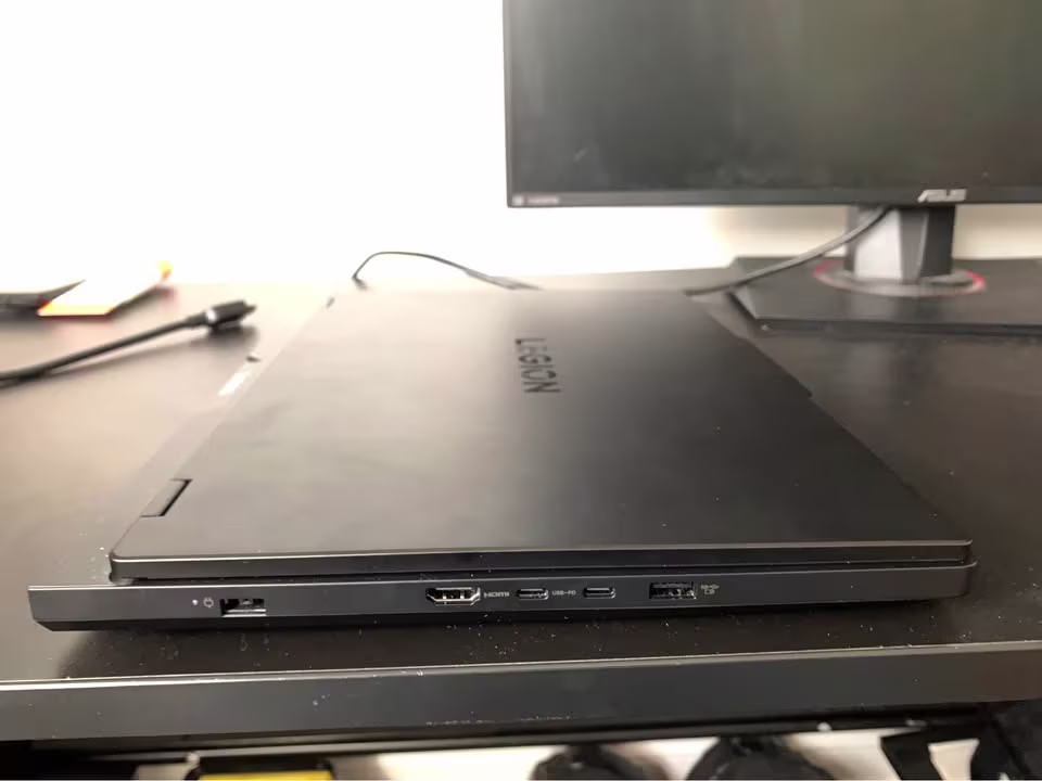 Lenovo Legion Pro 5 close view of left side ports including HDMI, USB Type C, USB Type A, and power connector
